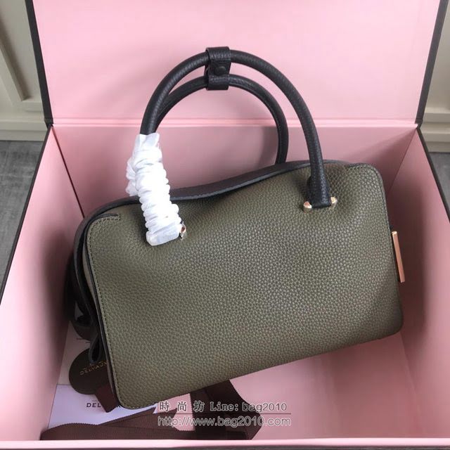 DELVAUX女包 Delvau單肩斜挎包 半手工Cool box 中號 德爾沃女手提包 手拎包 綠黑  fcs1178